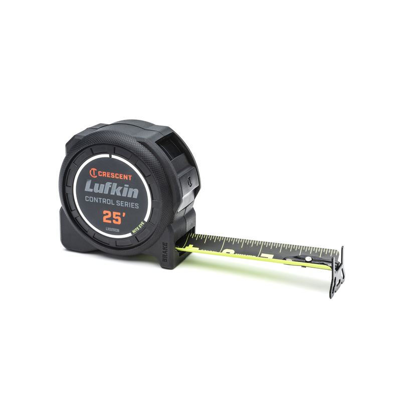 Tape Measure, Crescent Lufkin, 25 ft L, 1-3/16 in W, Steel Blade, Rubber Case, Black Case - 2