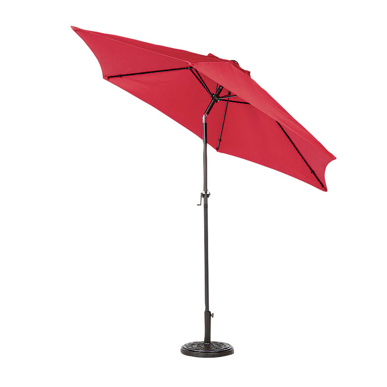 Tiltable Patio Umbrella, Living Accents, 9 ft W Canopy, Steel Frame, Polyester Fabric, Red Fabric - 2