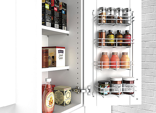 Door-Mounted Spice Rack, Rev-A-Shelf, 21-3/8 in H x 10-5/8 in W, White - 2