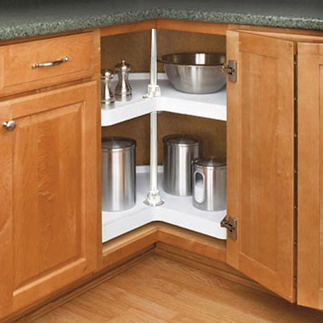 2-Tier Kidney Cabinet Lazy Susan, Rev-A-Shelf, White Plastic - 2