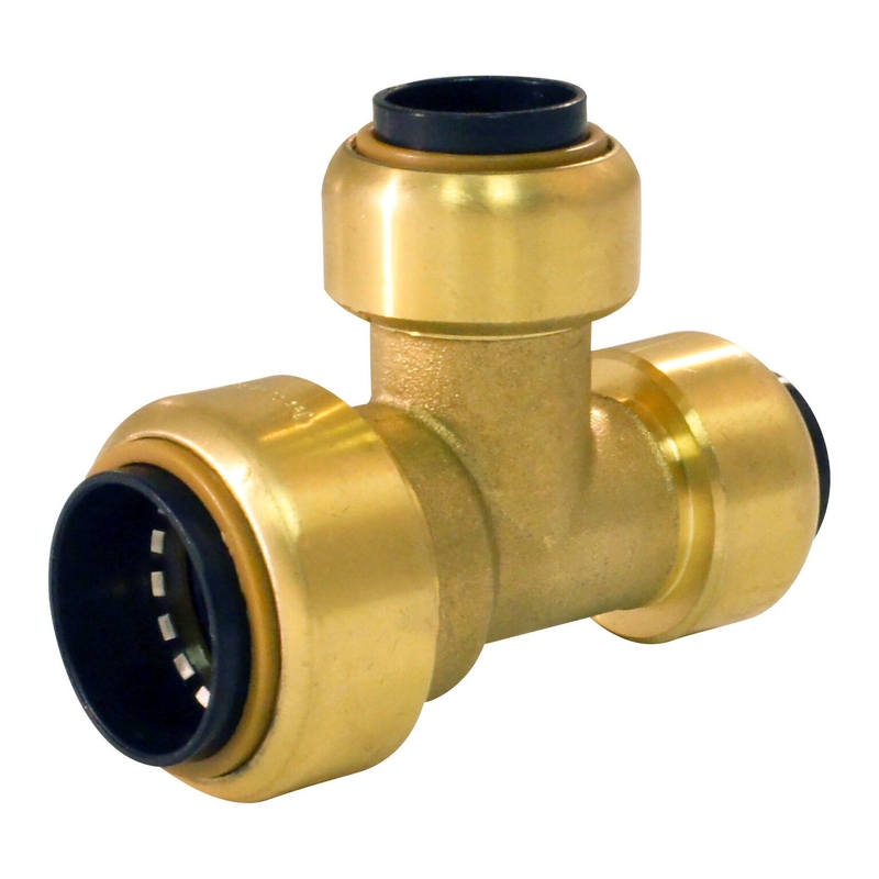 Pipe Tee, Apollo, 3/4 x 1/2 x 1/2 in, Push-Fit, Brass, Red - 2