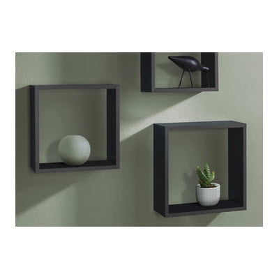 MDF Wall Shelf, Dolle, 3 pc Assorted Sizes, Black - 1