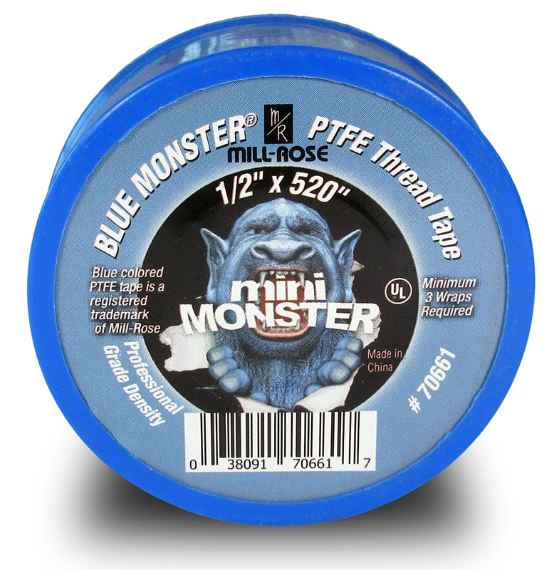 Thread Tape, Mill Rose Company, 1/2 in W x 520 in L, PTFE, Blue - 1