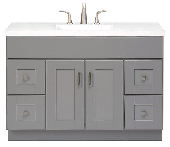 Grayson Bath Vanity, Sunnywood Products Co, 2-Door/4-Drawer, Dove Gray, (Faucet & Vanity Top Sold Separately) - 1