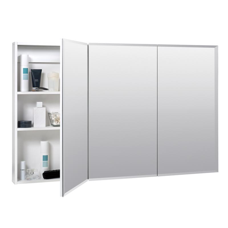 Medicine Cabinet, Zenith, 48 in W x 4.25 in D x 29.8125 in H, Wood, White, 6-Shelf - 3