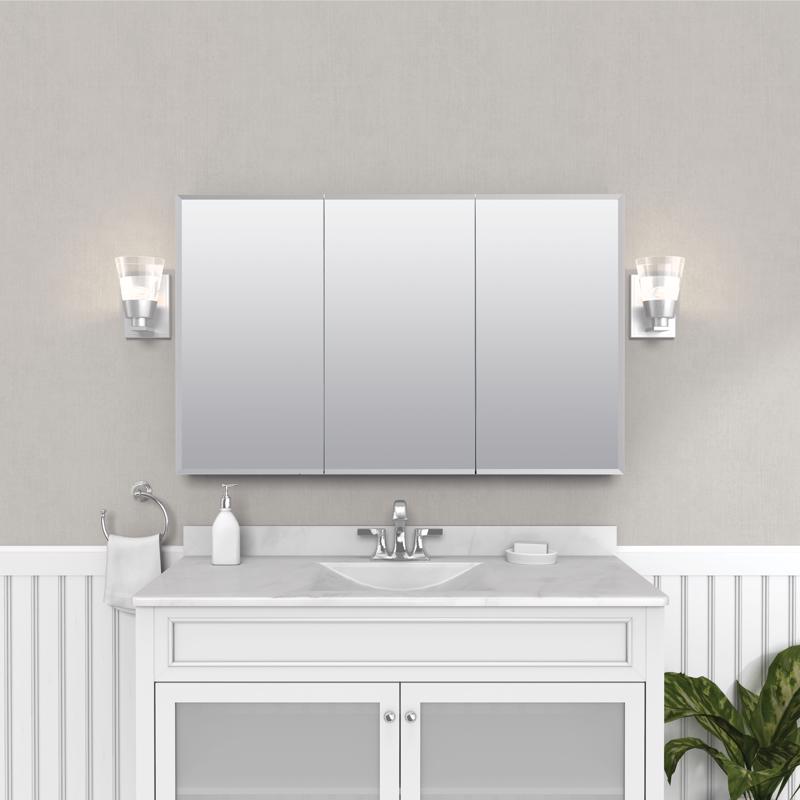 Medicine Cabinet, Zenith, 48 in W x 4.25 in D x 29.8125 in H, Wood, White, 6-Shelf - 4