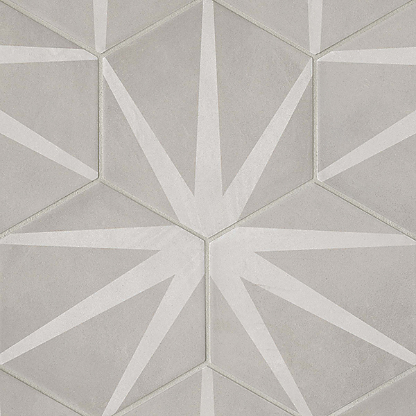 Allora Matte Stella Hexagon Deco Porcelain Tile, Bedrosians Tile & Stone, 8 in W x 10 in L, Gray - 2