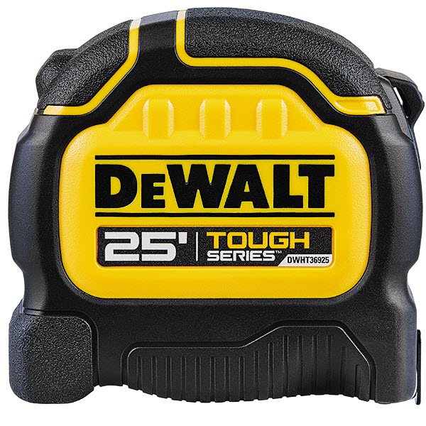 Tough Series Tape Measure, Dewalt, 25 ft L, 1-1/4 in W, Steel Blade, Black/Yellow Case - 2