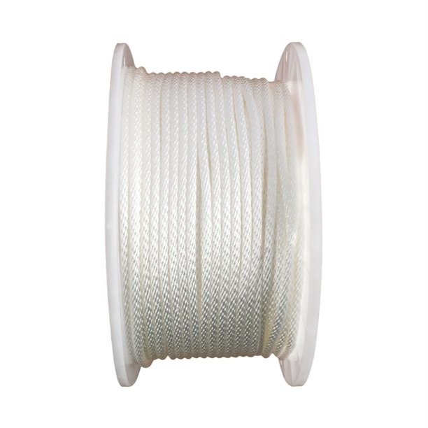 Rope, Lehigh, 1/4 in Dia, Nylon, White, Sold by the Foot - 1