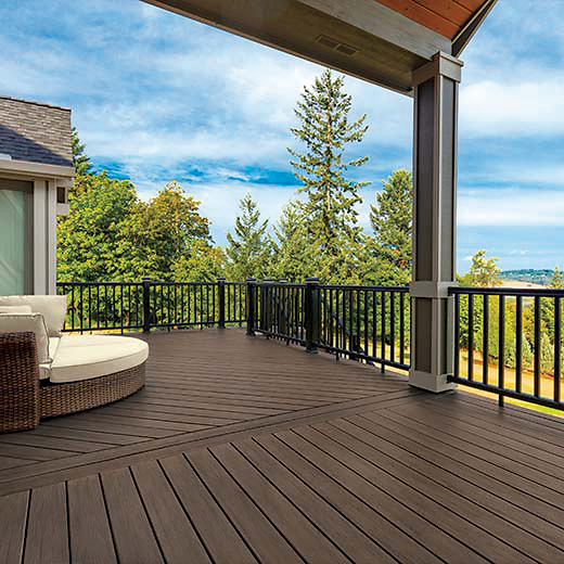 Composite Decking Board, Timbertech, 1 in x 6 in x 12 ft, Edge Prime Plus, Grooved Edge, Dark Cocoa - 1