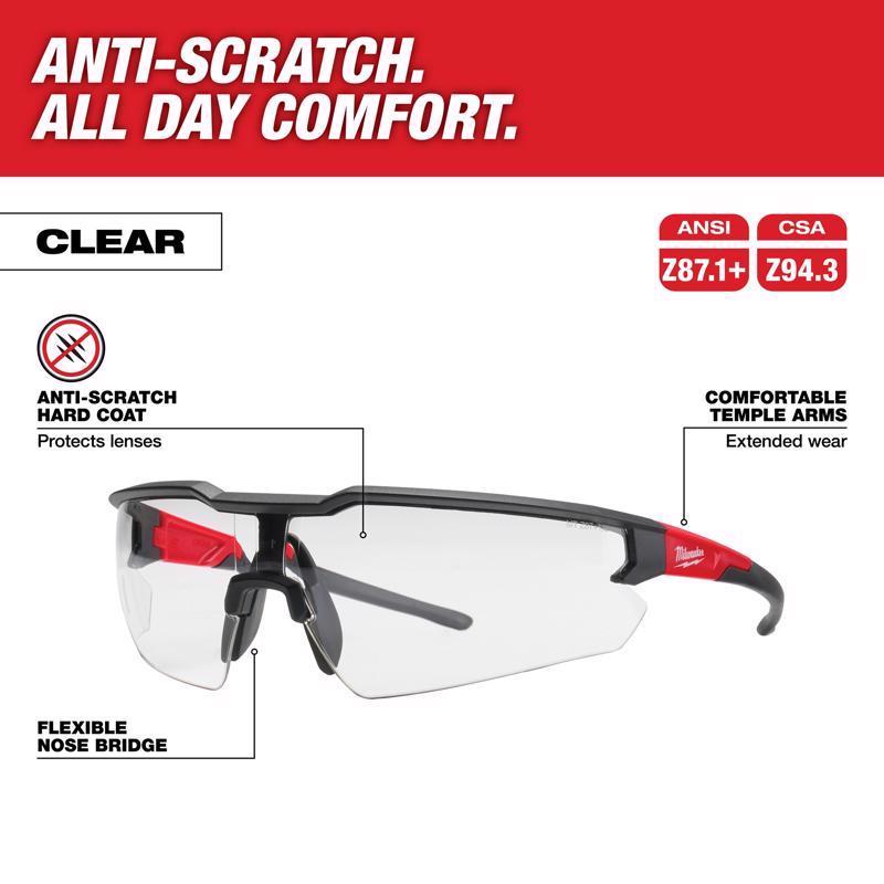 Safety Glasses, Milwaukee, Anti-Scratch Polycarbonate Lens, Clear - 2