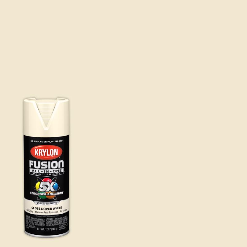 Fusion All-in-One Spray Paint, Krylon, Gloss, Dover White, 12 oz, Can - 2