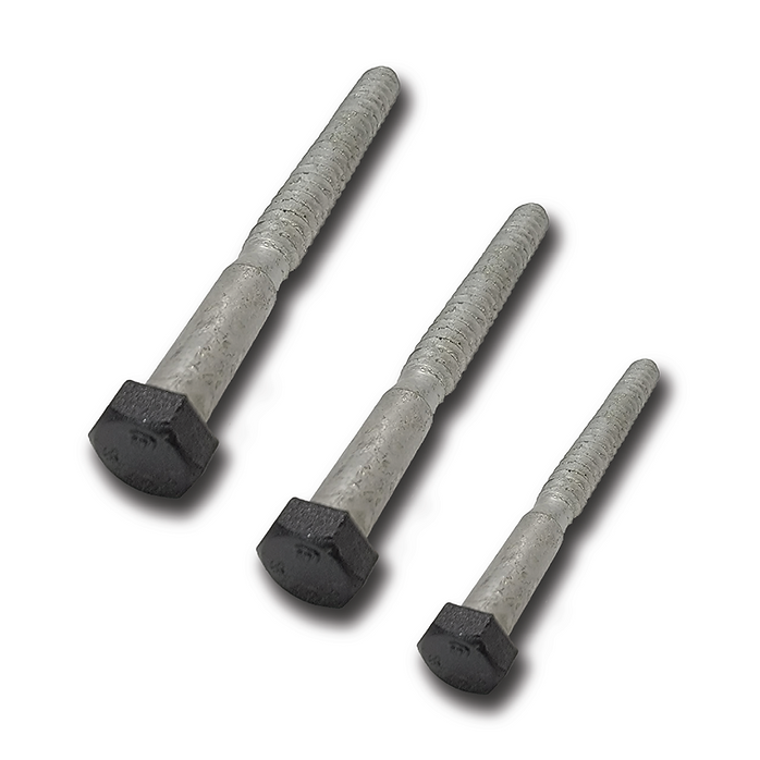 Lag Screws, Patio Roof Riser, 1/2 in x 5 in L, Black Powder-Coated - 1