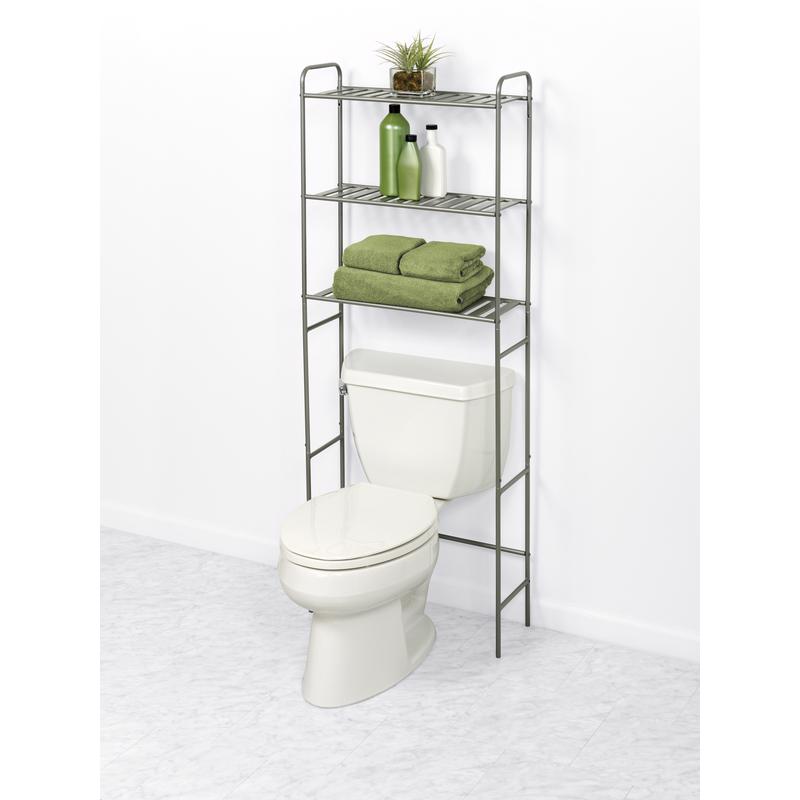 Bathroom Spacesaver, Zenna Home, 22.8 in W x 8.25 in D x 60.25 in H, Metal, Silver - 2