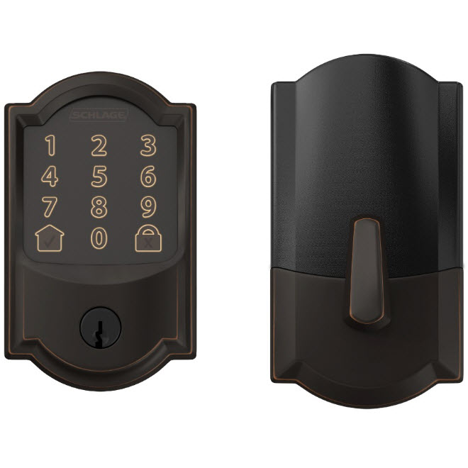 Encode Camelot Smart Deadbolt, Schlage, Residential, 1 Grade, Keypad Included, Aged Bronze - 1