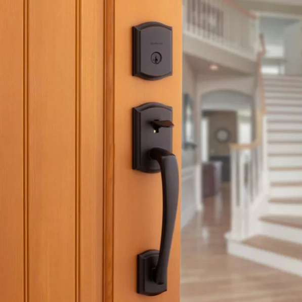Door Entry Handleset, Kwikset, Prescott, Tustin Lever, Venetian Bronze, SmartKey - 3
