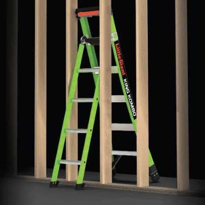 Combination Ladder, Little Giant, King Kombo 2.0, Fiberglass, 6 ft H, 3-in-1 - 4