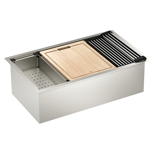 Luxe Chef Kitchen Sink, Moen, Undermount, 1-Bowl, Stainless Steel - 3