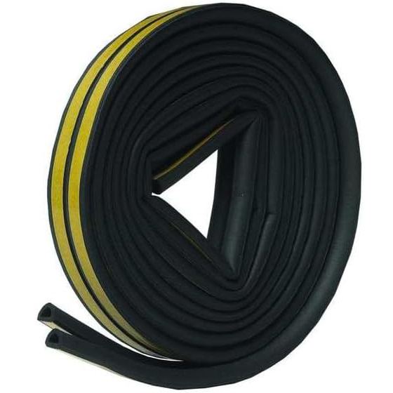Weatherstrip Tape, Frost King, 5/16 in W, 17 ft L, EPDM Rubber, Black - 1