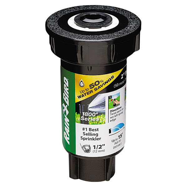 Pop-Up Sprinkler, Rain Bird, Pressure Regulating, 1/2 in Connection, FNPT, 2 in H Pop-Up, Adjustable, Plastic - 1