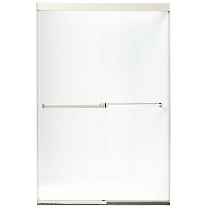 Meritor Shower Door, Sterling, 43-5/8 in to 47-5/8 in W Opening, Clear Glass, Nickel Frame - 1