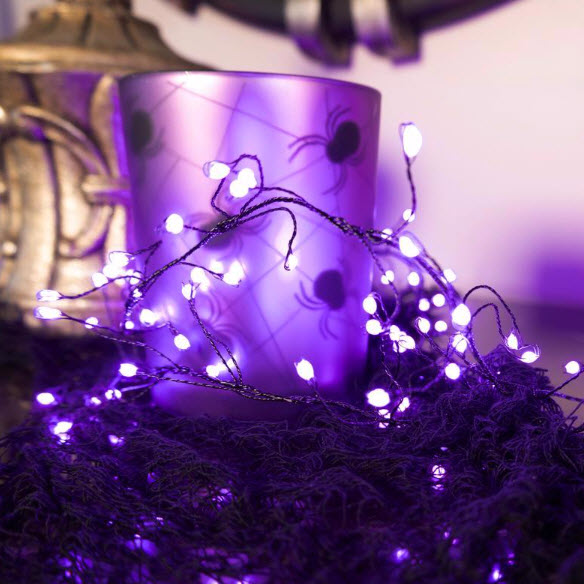 LED String Lights, Halloween, Big Seed Cluster, 250 ct, Purple - 2