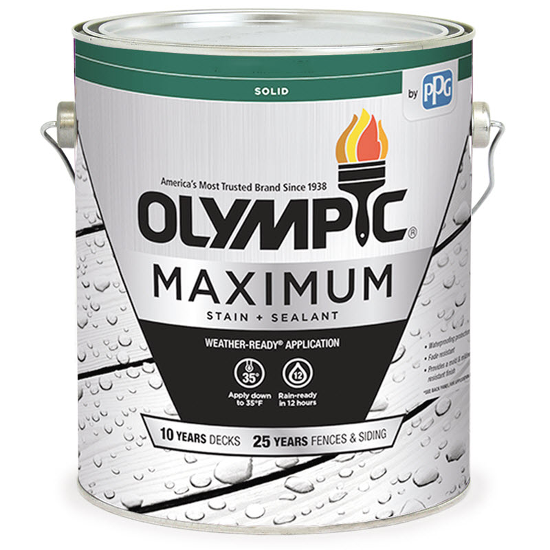 Maximum Stain and Sealant, Olympic, White, Liquid, 1 gal - 1