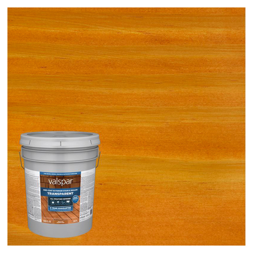 Stain and Sealer, Valspar, Transparent, Red Natural, Liquid, 5 gal - 2