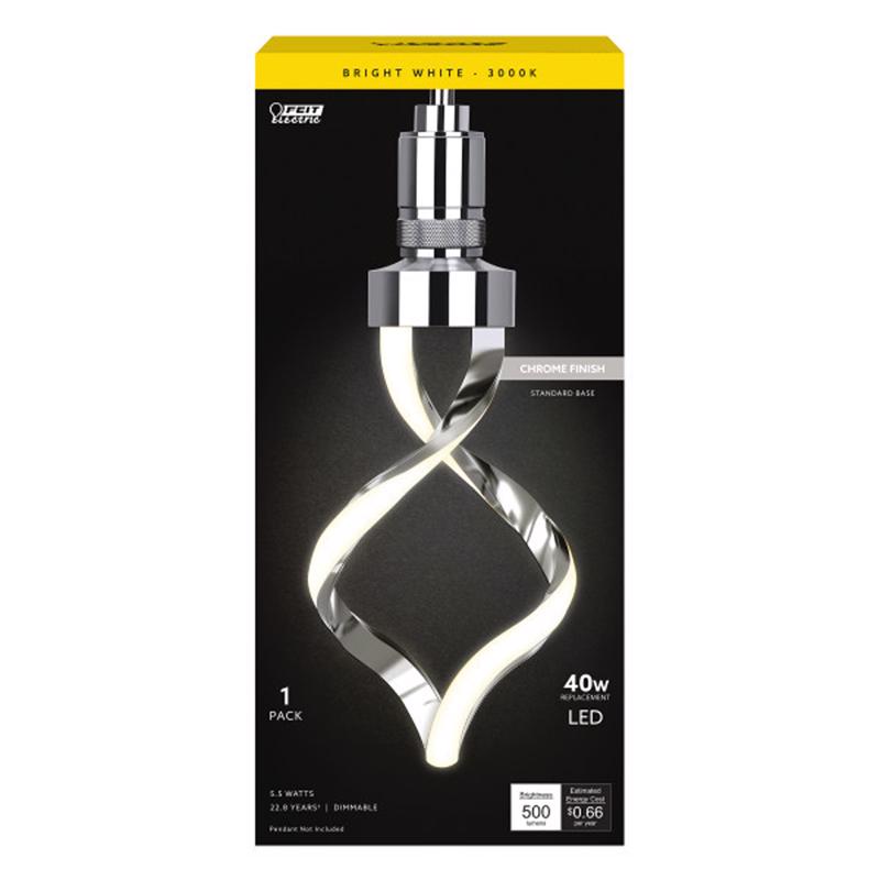 Feit Led Bulb, Feit Electric, 60 Watt Equivalent, Spiral, E26, 500 Lumens, 3000 K - 1