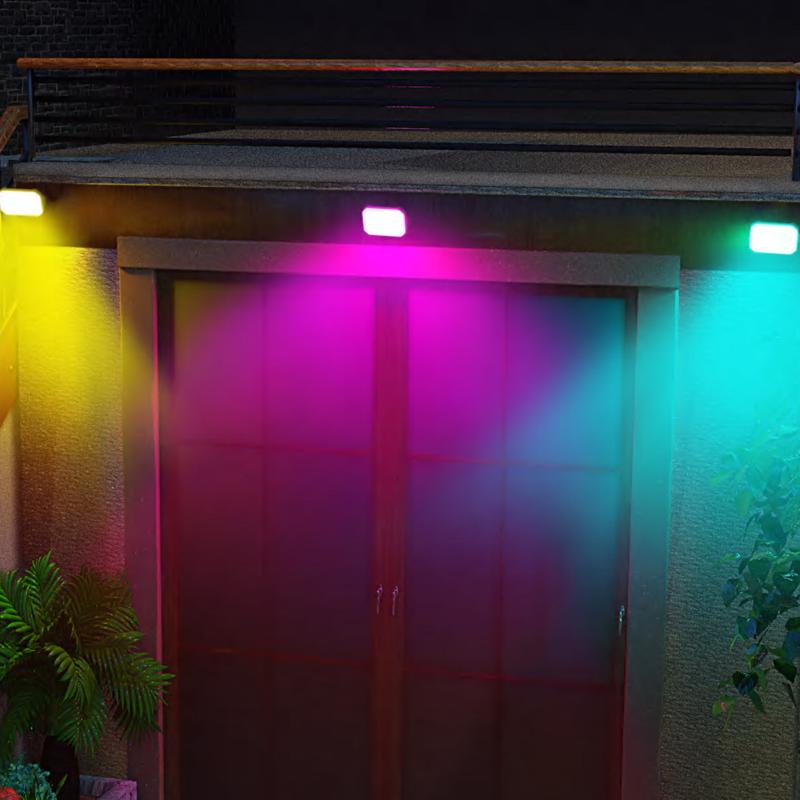 Outdoor Flood Lights, Feit Electric, Color Changing LED, Smart WiFi, Remote, 1700 Lumens, 24 W, 4 pk - 4