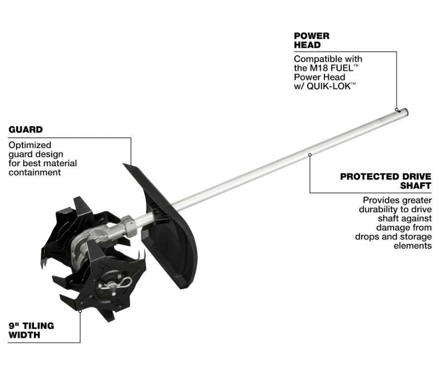 Cultivator Attachment, Milwaukee, Quik-Lok, Compatible with M18 Fuel - 2