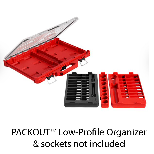 47-Piece SAE/MET Drive Socket Storage Trays, Milwaukee, for PACKOUT Low-Profile Organizer - 2