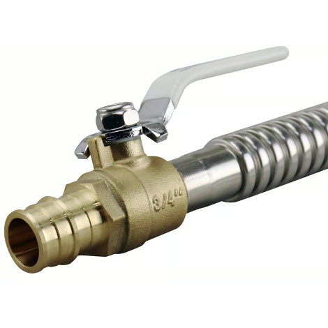 3/4 in Expansion PEX Water Heater Connector with Ball Valve, Apollo, Stainless Steel - 2