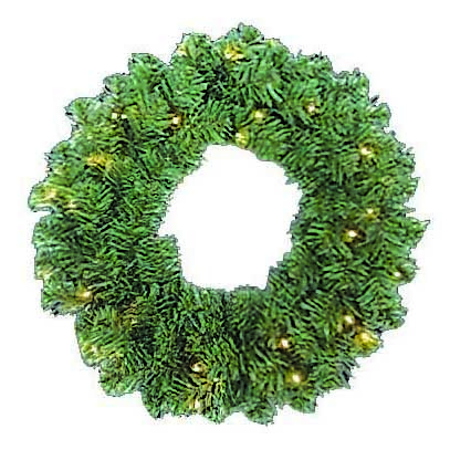 Wreath, Doug Fir, 24-in Diameter, Lighted, Battery-Operated - 1