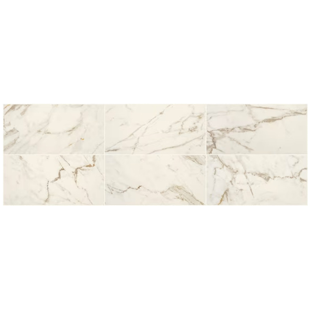 Marble Obsession Calacatta Gold Floor Tile, Marazzi, Matte, 12 in W x 24 in L, White - 2