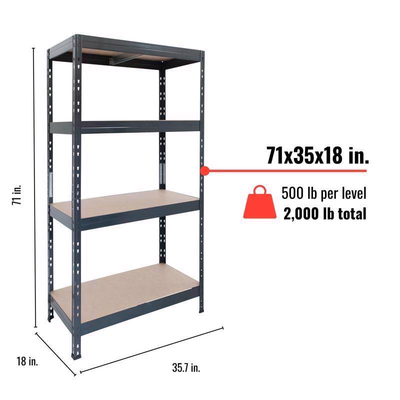 Garage 4-Tier Storage Shelf, Ar Shelving, 2000 lb Capacity, 71 in H, 36 in L, 18 in W - 2