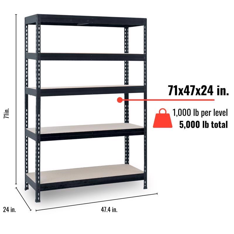 Garage 5-Tier Storage Shelf, Ar Shelving, 5000 lb Capacity, 71 in H, 47 in L, 24 in W - 2