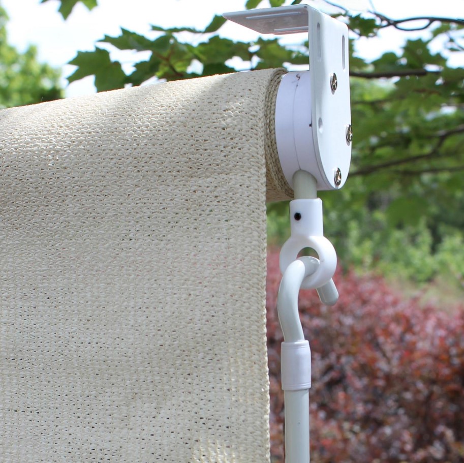 Exterior Sun Shade, Hyman, Radiance, Solar, Cordless, Crank Handle, Sand Dollar, 72 in W, 72 in L - 3