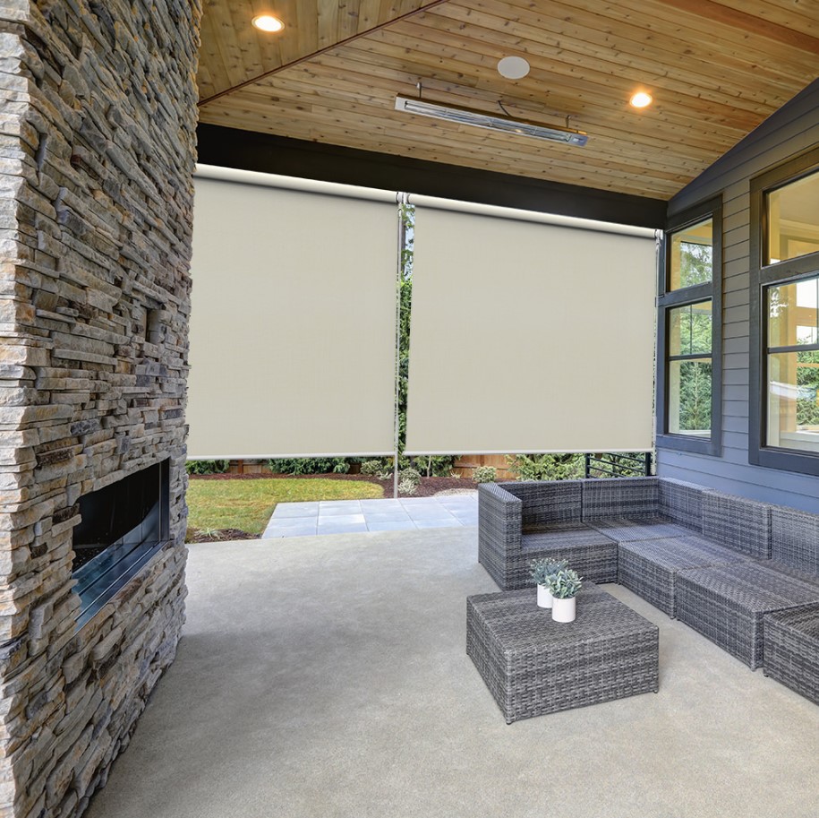 Exterior Sun Shade, Hyman, Radiance, Solar, Cordless, Crank Handle, Sand Dollar, 72 in W, 72 in L - 4