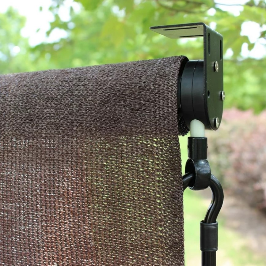 Exterior Sun Shade, Hyman, Radiance, Solar, Cordless, Crank Handle, Cocoa Brown, 72 in W, 72 in L - 3
