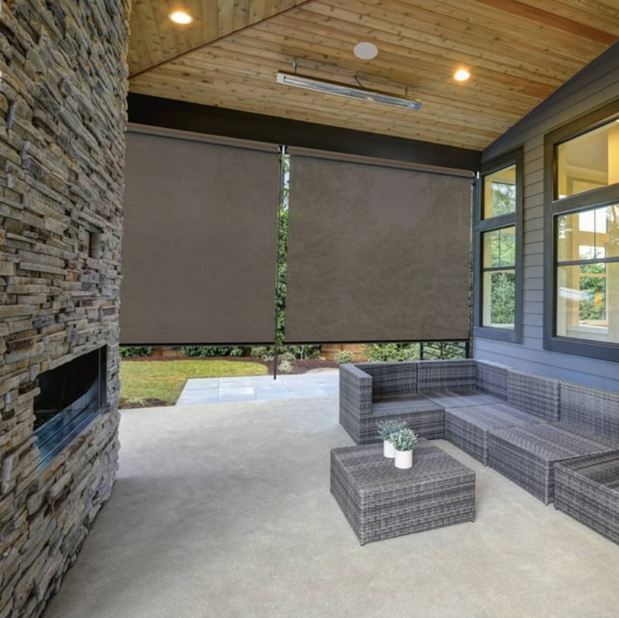 Exterior Sun Shade, Hyman, Radiance, Solar, Cordless, Crank Handle, Cocoa Brown, 72 in W, 72 in L - 4