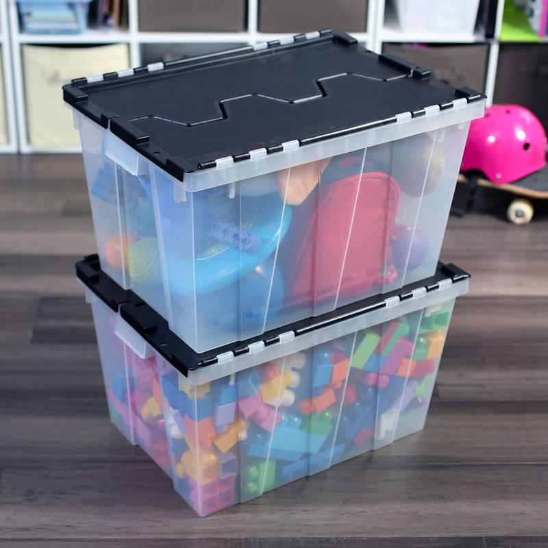 12 Gal Storage Box, Greenmade, Hinge Lid, Plastic, Clear - 4