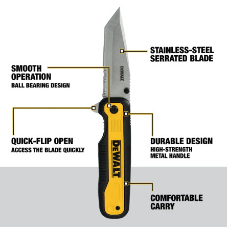 Pocket Knife, Dewalt, Flip Tanto Blade - 2