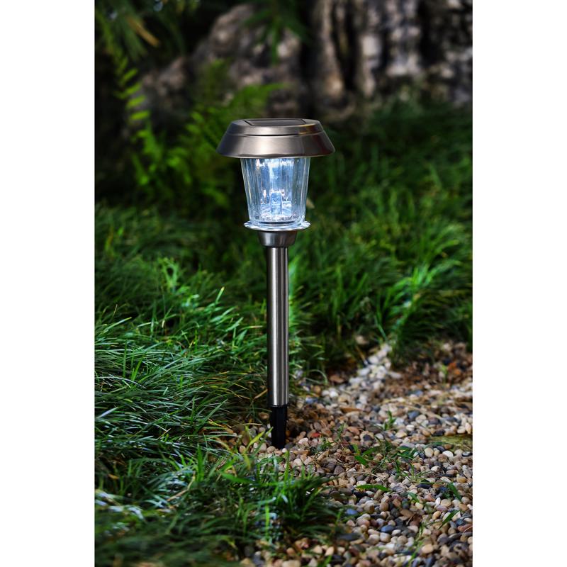 Solar Path Light, Living Accents, LED, 10 Lumen, Brushed Nickel - 2