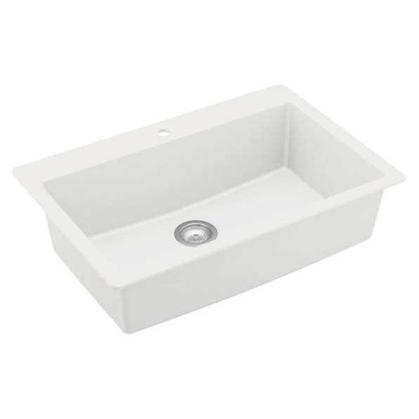 Kitchen Sink, Karran, Top-Mount, 1-Bowl, 1-Hole, White Quartz - 2