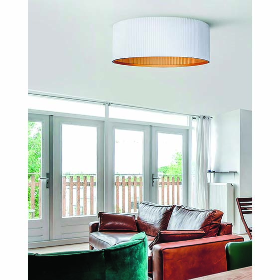 Flush Ceiling Light, Canarm, Rexton, 2-Light, White / Gold, 13-7/8 in W - 2