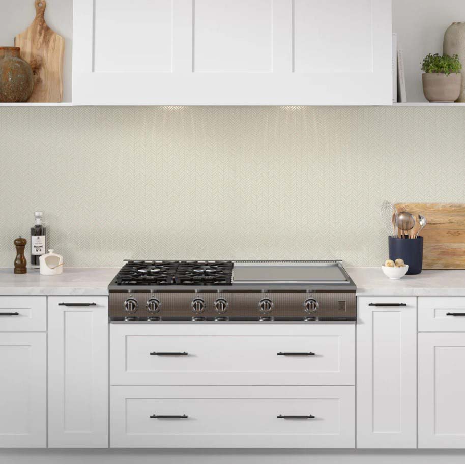 Mosaic Tile, Emser Tile, Regala, Ceramic Porcelain, Herringbone, 8 in L, 10 in W - 1