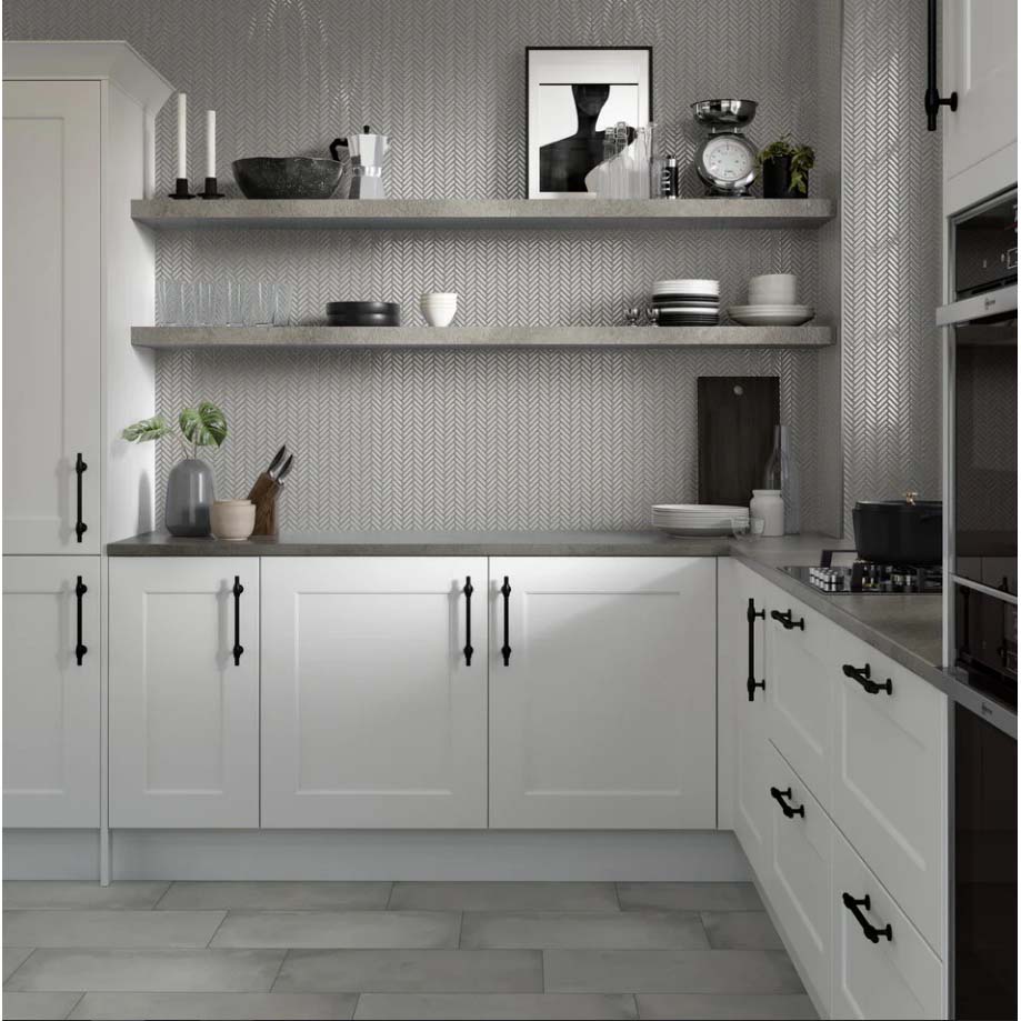 Mosaic Tile, Emser Tile, Regala, Ceramic Porcelain, Herringbone, 8 in L, 10 in W - 1