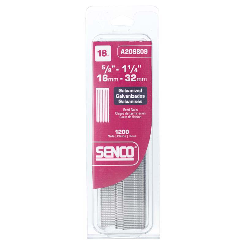 Brad Nails, Senco, 1-1/4 in, 18 ga, Galvanized, 1200 pk - 3