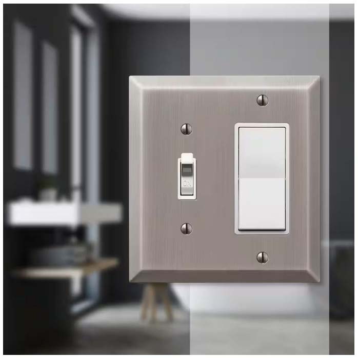 Century Collection Combination Wallplate, Amerelle, Toggle/Rocker, Antique Nickel - 2